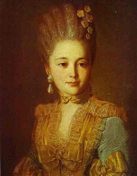 Fyodor Rokotov Portrait of an Unknown Woman in a Blue Dress with Yellow Trimmings France oil painting art